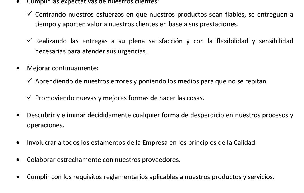 QUALITY POLICY OF REMACHES TUDELA S.L.