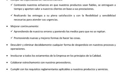 QUALITY POLICY OF REMACHES TUDELA S.L.